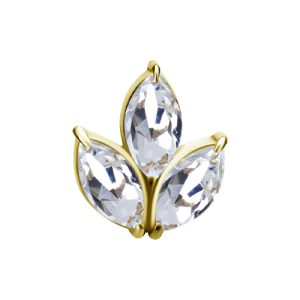 steel gold plated jewelled marquise attachment internally threaded piercing