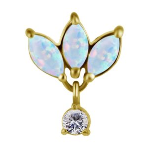 steel gold plated opal marquise cluster attachment internally threaded piercing