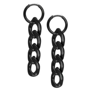 black steel chunky chain hoops earrings jewelry