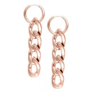 rose gold steel chunky chain hoops earrings jewelry