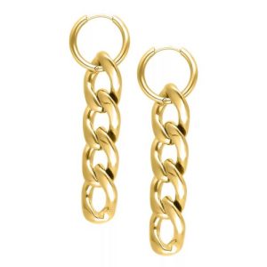 steel chunky chain hoops earrings jewelry