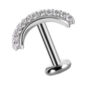 titanium internally threaded labret with jewelled crystal cluster attachment piercing jewelry
