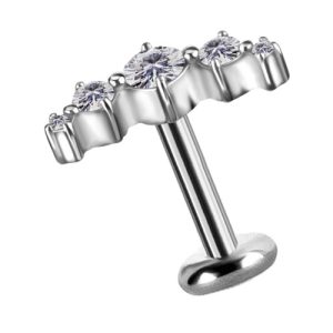 titanium internally threaded labret with jewelled crystal cluster attachment piercing jewelry