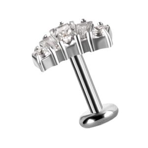 titanium internally threaded labret with jewelled crystal attachment piercing jewelry