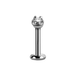 titanium internally threaded labret with jewelled prong set crystal attachment piercing jewelry