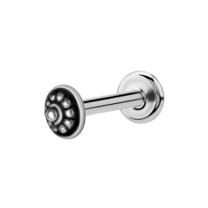 titanium internally threaded labret with ornamental disc attachment piercing jewelry