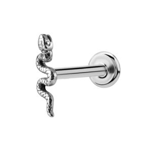 titanium internally threaded labret with snake attachment piercing jewelry