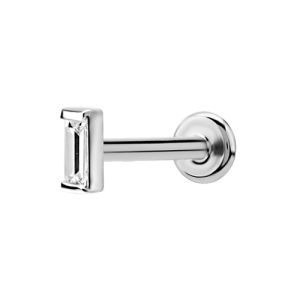 titanium internally threaded labret with jewelled crystal attachment piercing jewelry