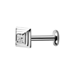 titanium internally threaded labret with jewelled crystal attachment piercing jewelry