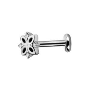 titanium internally threaded labret with jewelled crystal attachment piercing jewelry