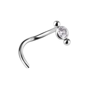 titanium jewelled gem crystal bezel set ornamental nose stud spiral piercing jewelry