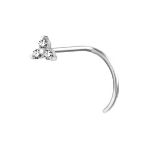 steel jewelled gem crystal prong set trinity nose stud spiral piercing jewelry