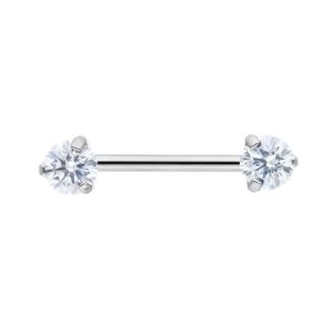 titanium threadless barbell jewelled gem crystal prong set piercing jewelry