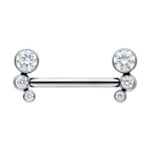 titanium threadless barbell jewelled gem crystal bezel set cluster piercing jewelry