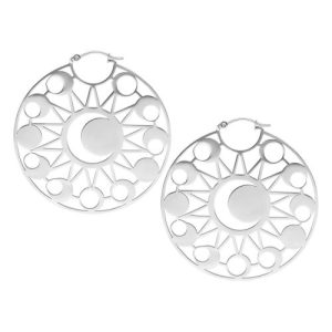 steel moon eclipse hoops earrings jewelry