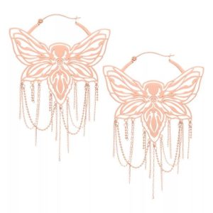 rose gold steel moth buttefly chains hoops earrings jewelry