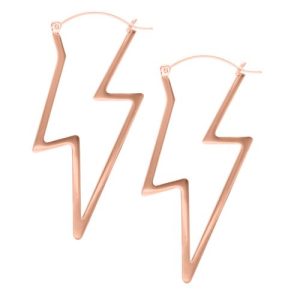 rose gold steel thunderbolt hoops earrings jewelry