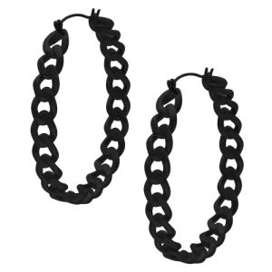 black steel chain hoops earrings jewelry
