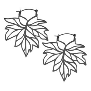 black steel autumn leaf hoops earrings jewelry