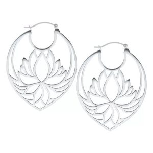 steel lily flower hoops earrings jewelry