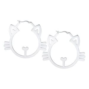 steel meow cat hoops earrings jewelry