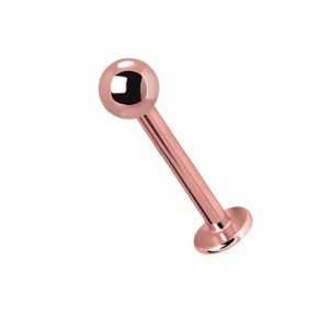 rose gold titanium internally threaded labret with ball attachment piercing jewelry