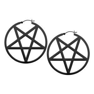 black steel pentagram hoops earrings jewelry