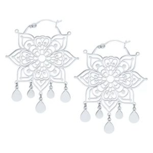 steel mandala ornamental hoops earrings jewelry