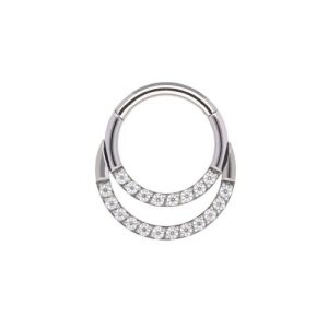 titanium aina crystal jewelled clicker hinged ring piercing jewelry
