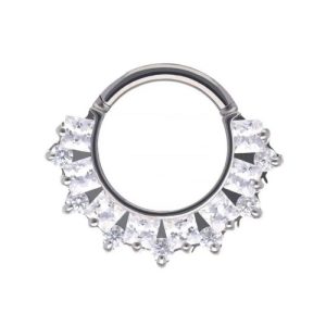 titanium shelly crystal jewelled clicker hinged ring piercing jewelry