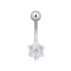 titanium externally threaded navel bananabell curved barbell jewelled baby flower piercing jewelry