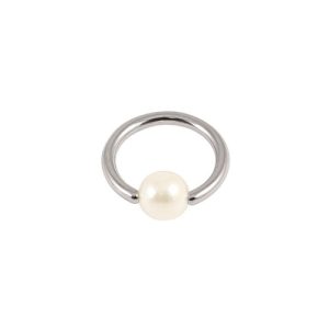 steel ball closure ring pearl piercing jewelry