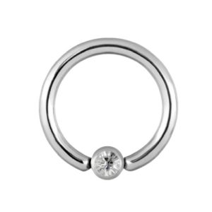steel ball closure ring jewelled gem crystal flat disc piercing jewelry