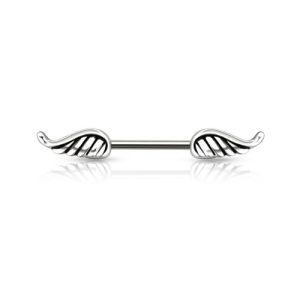 steel barbell wings piercing jewelry