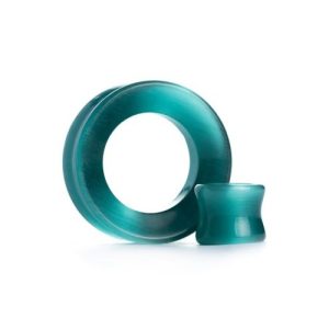 green cat's eye glass stretched earlobe piercing jewelry plugs