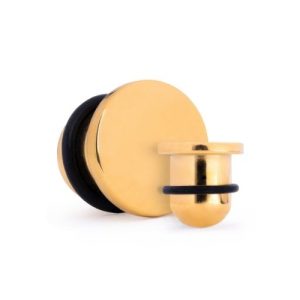 gold plated steel single flared plug stretched earlobe piercing jewelry