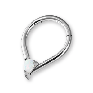 titanium clicker hinged ring piercing jewelry opal raindrop