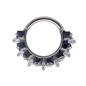 titanium shelly crystal jewelled clicker hinged ring piercing jewelry
