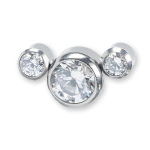 titanium jewelled prong set attachment piercing internally threaded crystal trio