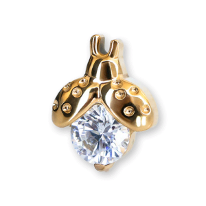 gold plated titanium ladybug jewelled gem crystal attachment internally threaded piercing
