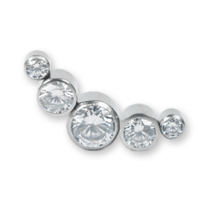 titanium 5 stones cluster jewelled gem crystal attachment internally threaded piercing